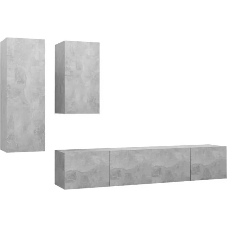 vidaXL 4-tlg. TV-Schrank-Set Betongrau Spanplatte [3079152]