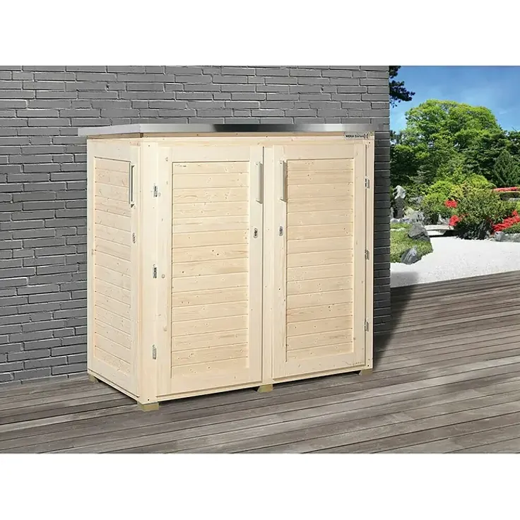 Weka GartenQ Geräteschrank Teras, Holz in Natur mit 170 cm Breite und individuell einstellbaren Regalböden