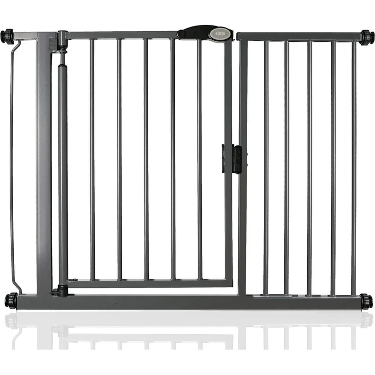 Bettacare Automatisch Schließendes Treppengitter, 111cm - 118cm, Schiefergrau, Druckmontage-Sicherheitsgitter, Babygitter, Sicherheitsschranke für Türen, Flure und Räume – Bild 1