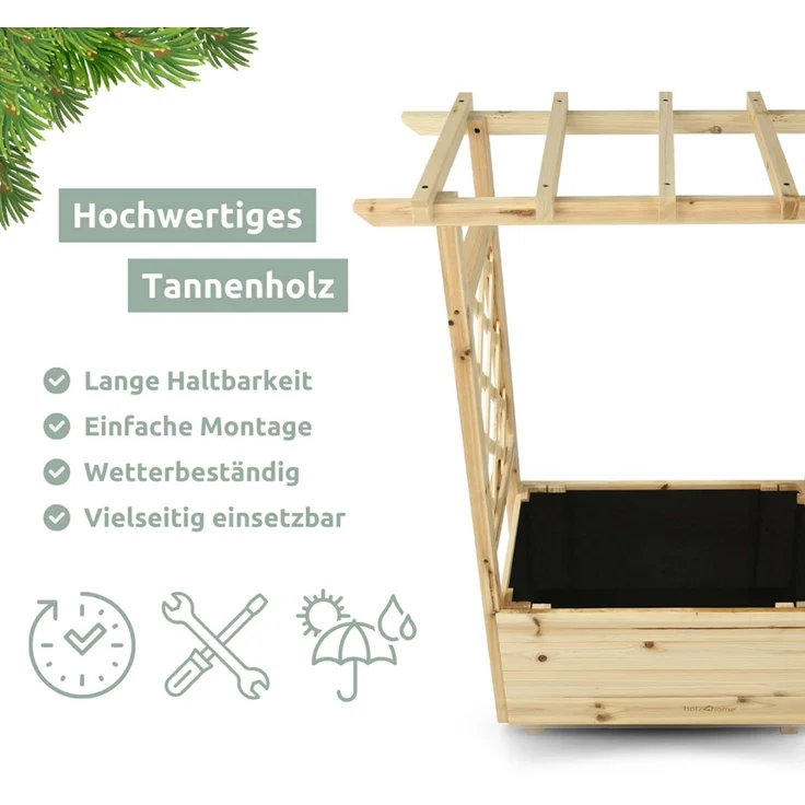 2er Set Pflanzkästen mit Rankgittern & Dach - Tannenholz - 58 x 34 x 103cm – Bild 6