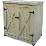 HABAU Gartenschrank "Laura" aus Holz, mit Arbeitsplatte, Grau, 80 x 45 x 92 cm