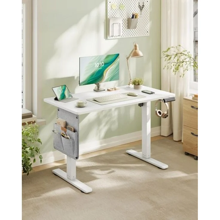 SONGMICS Höhenverstellbarer Schreibtisch elektrisch, 100 x 60 cm, Memory-Funktion mit 4 Höhen, USB-C-Anschluss, wolkenweiß – Bild 1