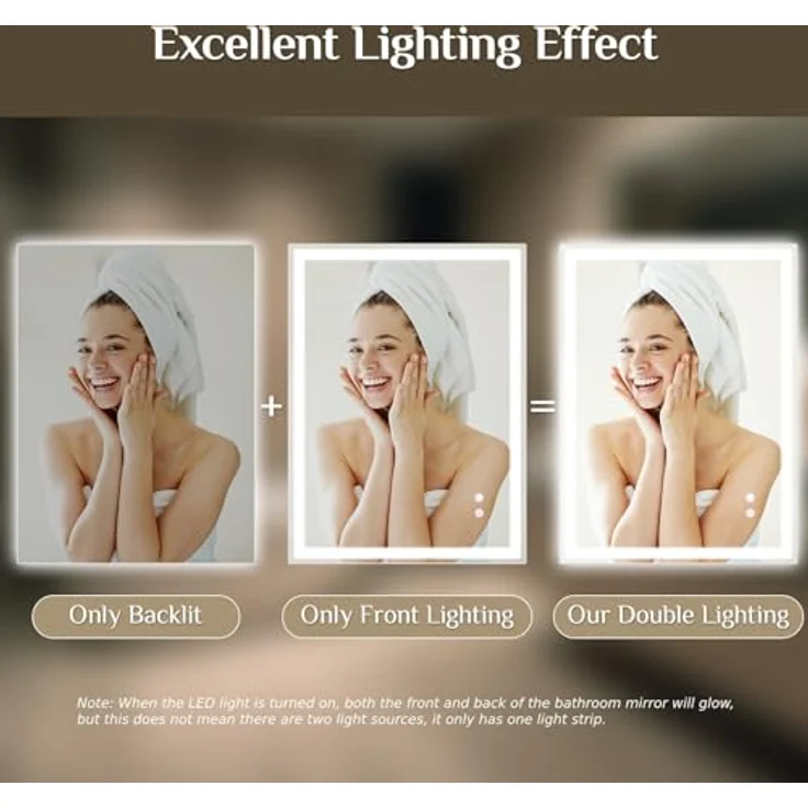 Clevich Badspiegel mit Beleuchtung 70x50 cm, Antibeschlag LED Badzimmerspiegel mit 3 Lichtfarben, Dimmbar, Touch Control, Badezimmer Spiegel mit Licht, Wandspiegel Beleuchtet – Bild 9