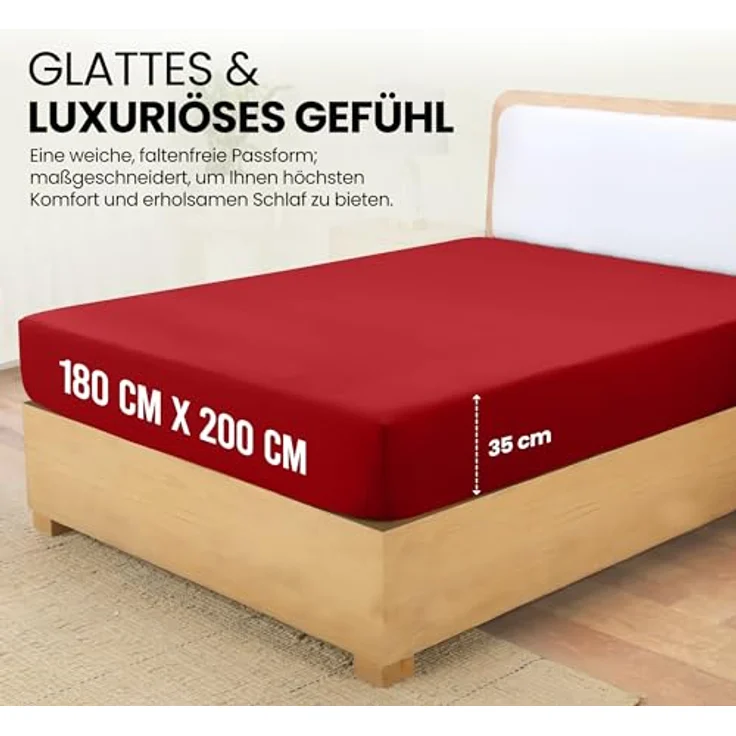 Utopia Bedding - Spannbettlaken 180x200 cm - Rot - Gebürstete Polyester-Mikrofaser Spannbetttuch - 35 cm Tiefe Tasche – Bild 3