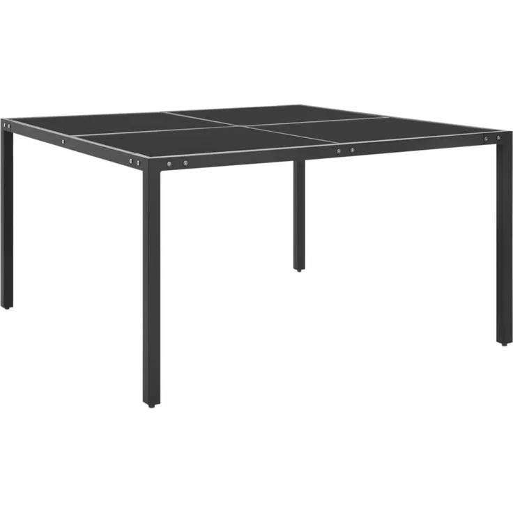 Gartentisch, Balkontisch, Esstisch Anthrazit 130x130x72 cm Stahl und Glas