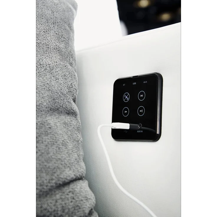 Multimedia-Ecksofa Couch mit RGB-LED Bluetooth Soundsystem USB in Grau / Weiß – Bild 9