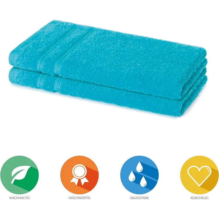 Lavea Gästehandtuch Bali, 30x50cm aus 100% Bio-Baumwolle, einzigartig weiche Gästetücher mit Aufhänger (Set, 2-St), hochwertiges und nachhaltiges Premium Gästetuch – saugstarke Faser – Bild 3