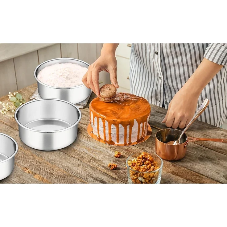 Homikit 3-Stück Runde 16cm Kuchenformen Backformen Set Edelstahl Auslaufsicher – Bild 7