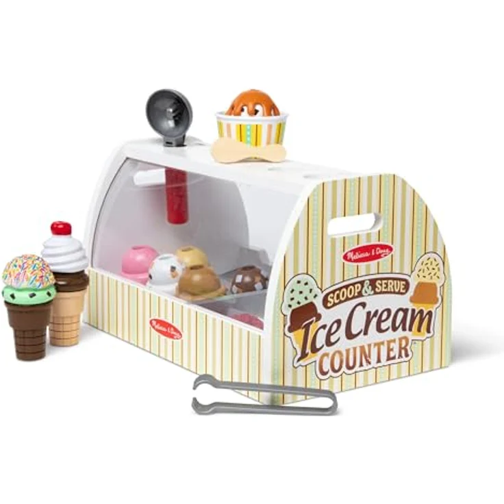 Melissa & Doug Wooden Scoop & Serve Ice Cream Counter (Play Food and Accessories, 28 Pieces, Realistic Scooper, 34.544 cm H x 21.844 cm W x 19.558 cm L) – Bild 10