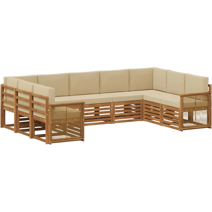 vidaXL Outdoor-Sofagarnitur 9 stk. 9-Sitzer Natur und Beige 3384839 – Bild 2
