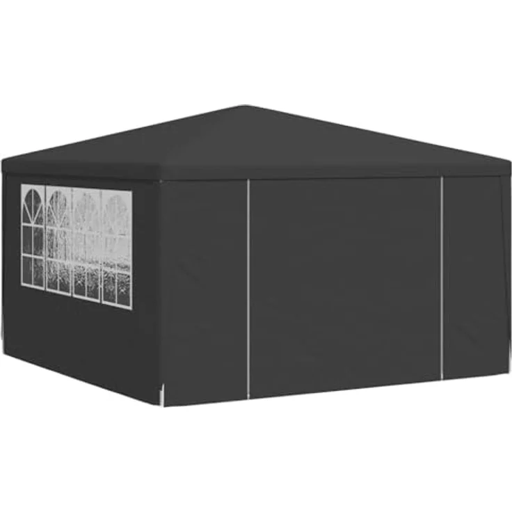 vidaXL Profi Partyzelt mit Seitenwänden UV-beständig Wasserbeständig Pavillon Festzelt Gartenpavillon Gartenzelt Garten Bierzelt 4x4 m Anthrazit 90g/m² – Bild 8