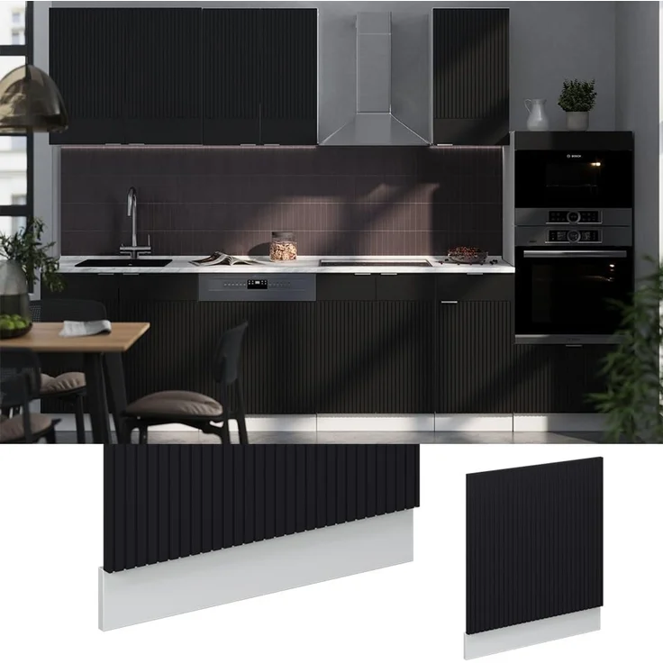 Frontblende Fame-Line Schwarz gestreift 60 cm ohne Arbeitsplatte Vicco – Bild 3
