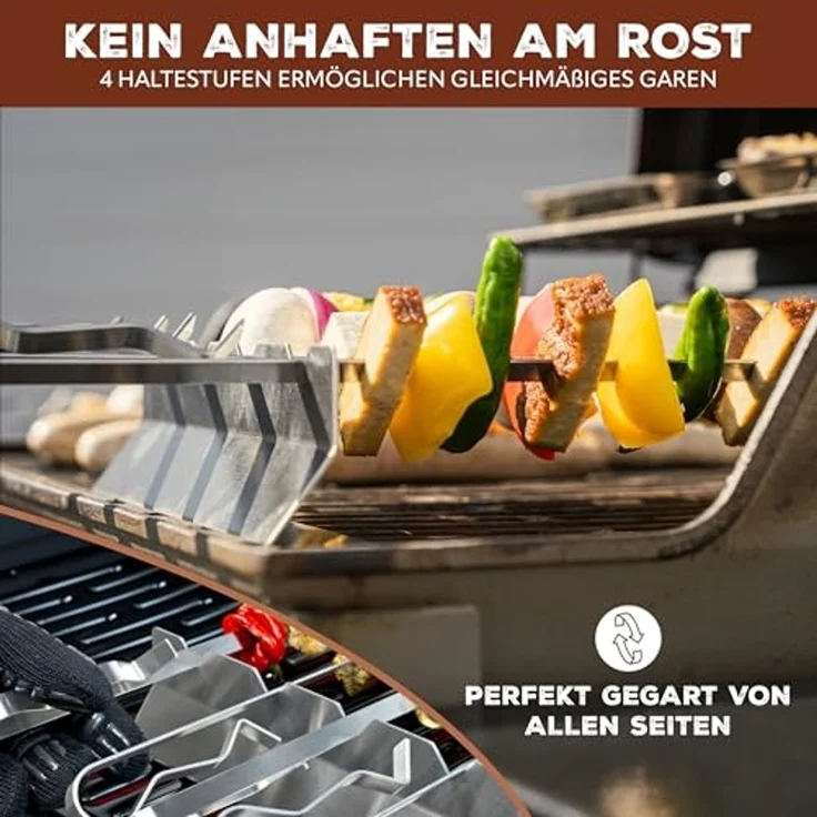bremermann Grillspieß 6er-Set mit 2 Ablage-Gestellen, Grillspießhalter (6-St) – Bild 4