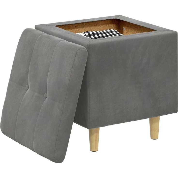 vidaXL Ottoman mit Stauraum Dunkelgrau 40 x 40 x 45 cm Samt 876811 – Bild 3
