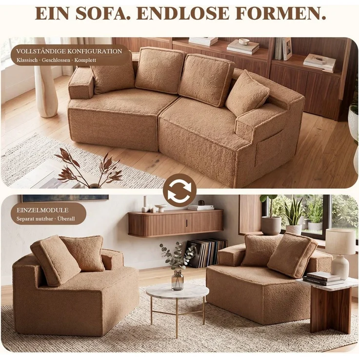 COMHOMA Sofa modulares Schlafsofa, Polstersofa, 3-Sitzer Sofa, Sektionscouch, Keine Montage erforderlich, mit Aufbewahrungstasche, schlaffunktion – Bild 2