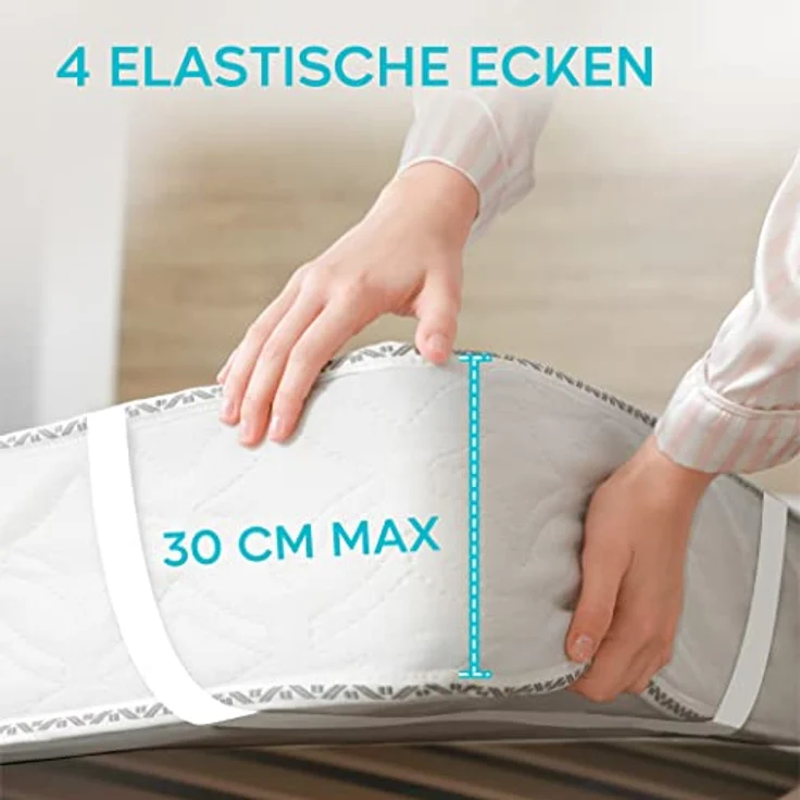 Matratzenschoner 140x200 cm Wasserdicht Oeko-TEX Zertifiziert von Twinzen - Matratzenschoner 140x200 Baumwolle Atmungsaktiv mit 4 Eckgummis – Bild 7