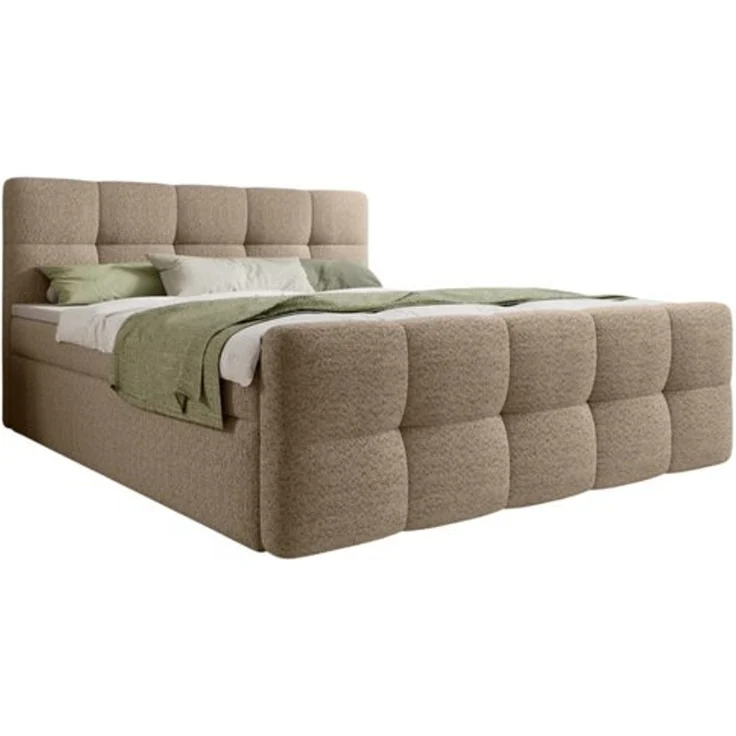 thematys Boxbett mit Bettkasten 160x200cm, mit Bonnellfederkernmatratze H3, Bouclé/Velours, mit Stauraum, mit 3 cm Topper, Beige (Arena 02), Art.-Nr. S04GH0RGUCK – Bild 6