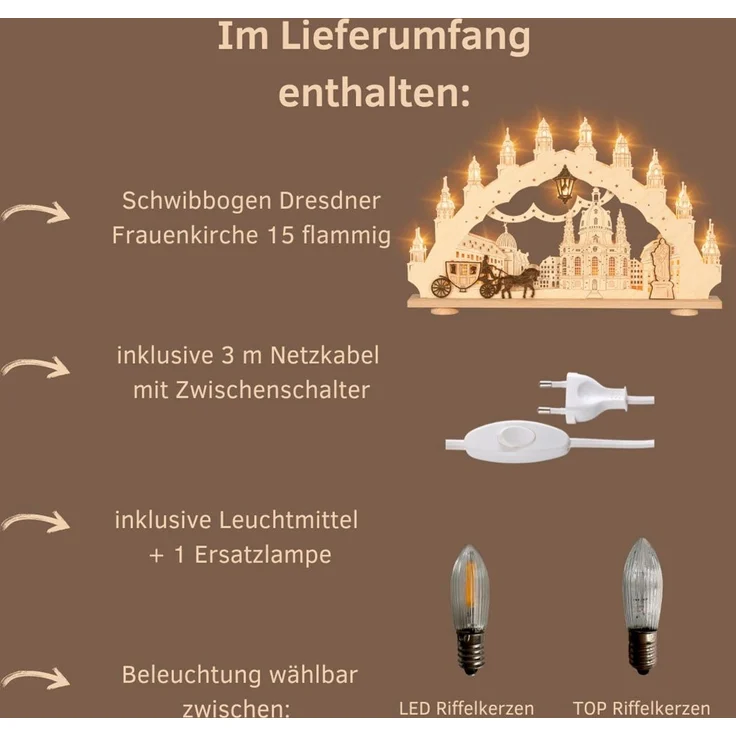 Weigla Schwibbogen (1-tlg), Erzgebirge garantiert, Weihnachtsdeko Innen, Weihnachtsbeleuchtung – Bild 2