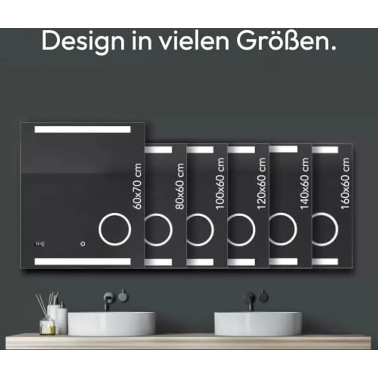 Talos King Badspiegel mit LED-Beleuchtung, 100x60 cm, Wandspiegel mit beleuchtetem Kosmetikspiegel, neutralweiß, Digitaluhr – Bild 5
