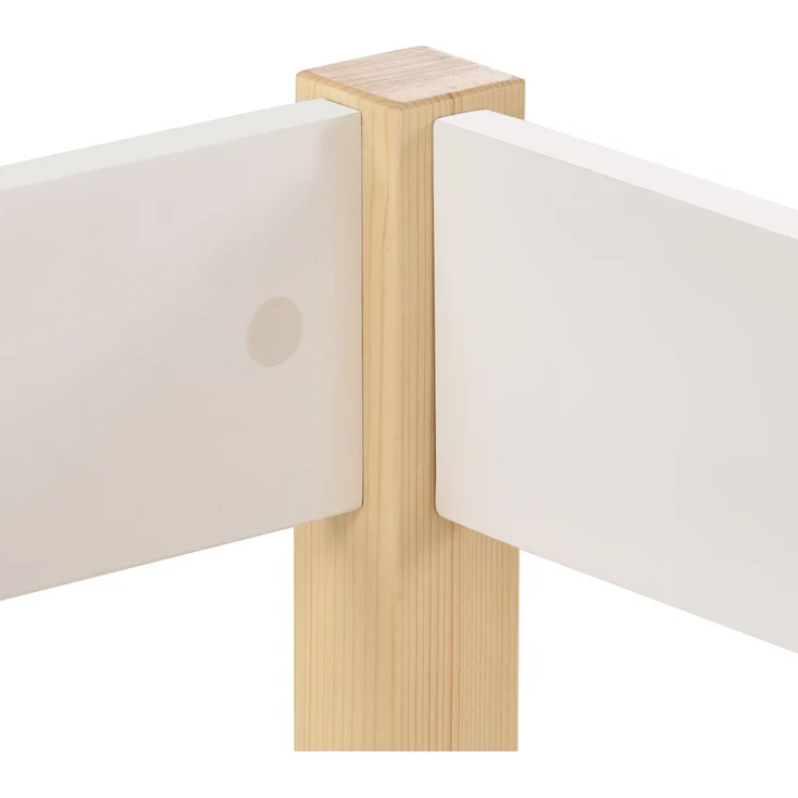 Halbhohes Kinderbett 97 x 208 x 77 cm Weiß, Bett aus Kiefernholz mit Rausfallschutz und Leiter, Stauraum unter dem Bett – Bild 8