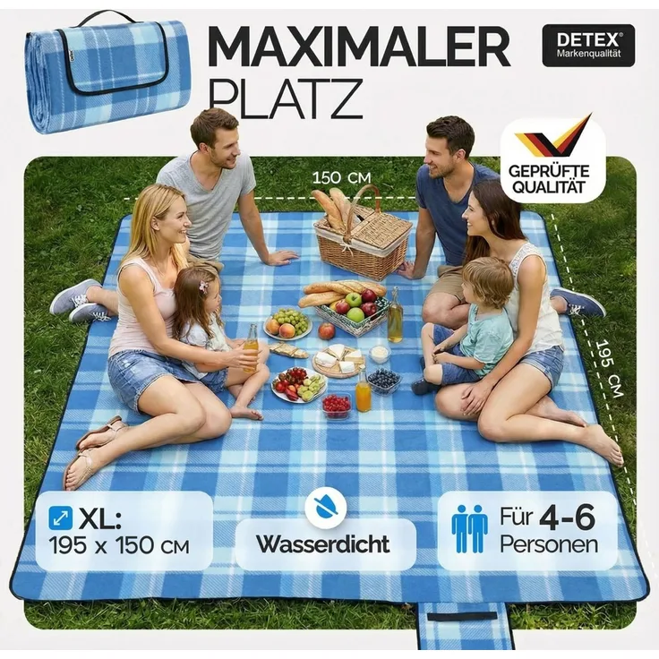 DETEX® Picknickdecke wasserdicht in blau
