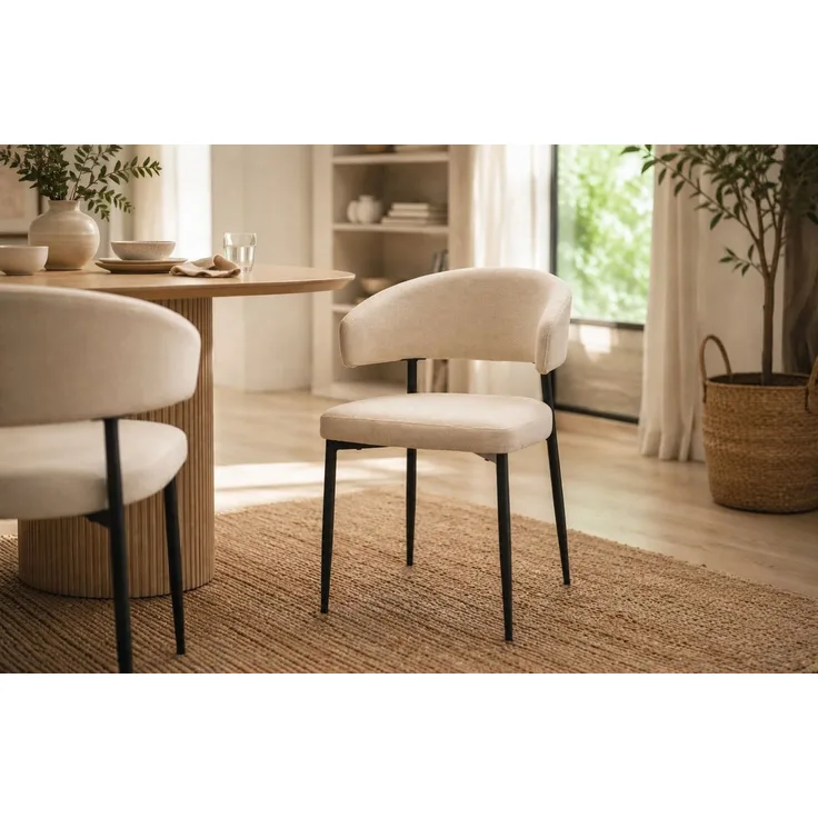 ACTONA GROUP Esszimmerstuhl Edina Stuhl, Wohnzimmerstuhl, Stoff, schwarze Stahlbeine, 2er-Set