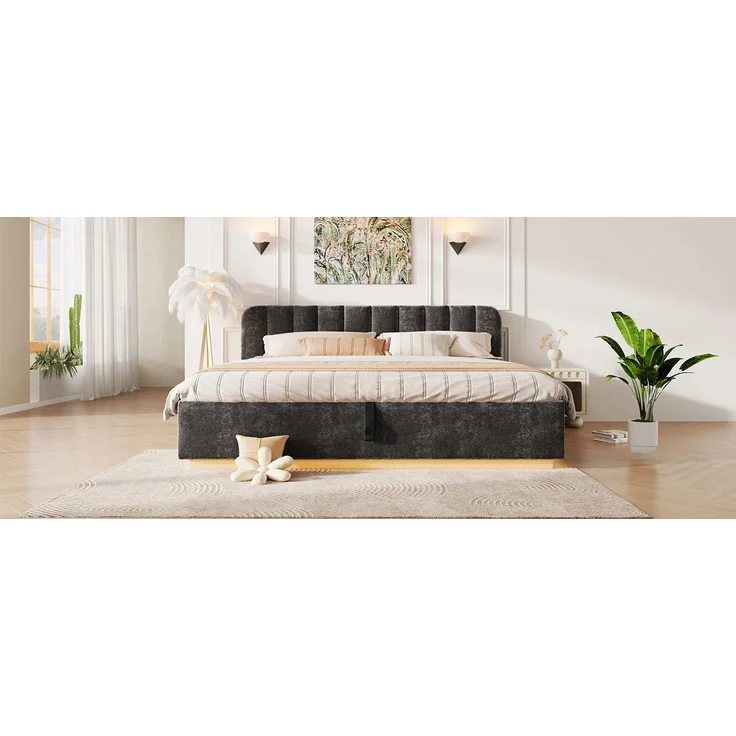 TavilaEcon Boxspringbett Polsterbett mit sicherer Matratzenfixierung & Abgerundete dunkelgrau Liegefläche 180 × 200 cm – Bild 10