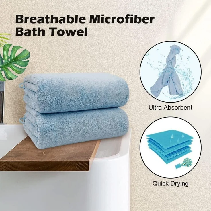 Badetuch Set 68x137cm Weiche Saugfähige Mikrofaser Handtücher Sport Yoga Fitness – Bild 4