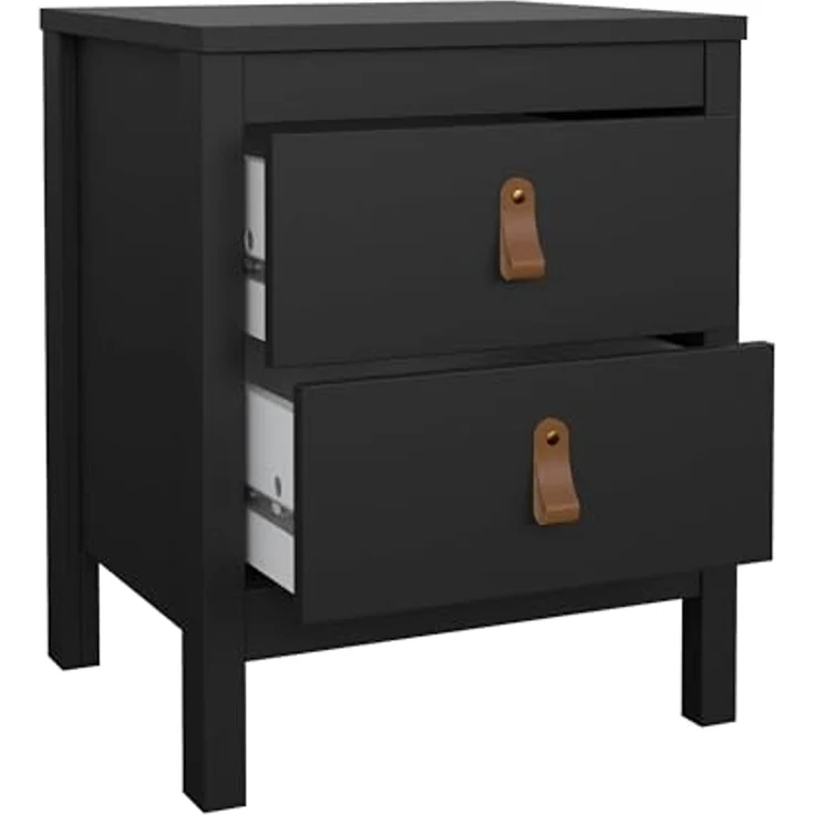 Dmora - Nachttisch Janette, Niedrige Kommode, Tisch, Multifunktionaler Nachttisch, 44x38 h54 cm, Schwarz – Bild 6