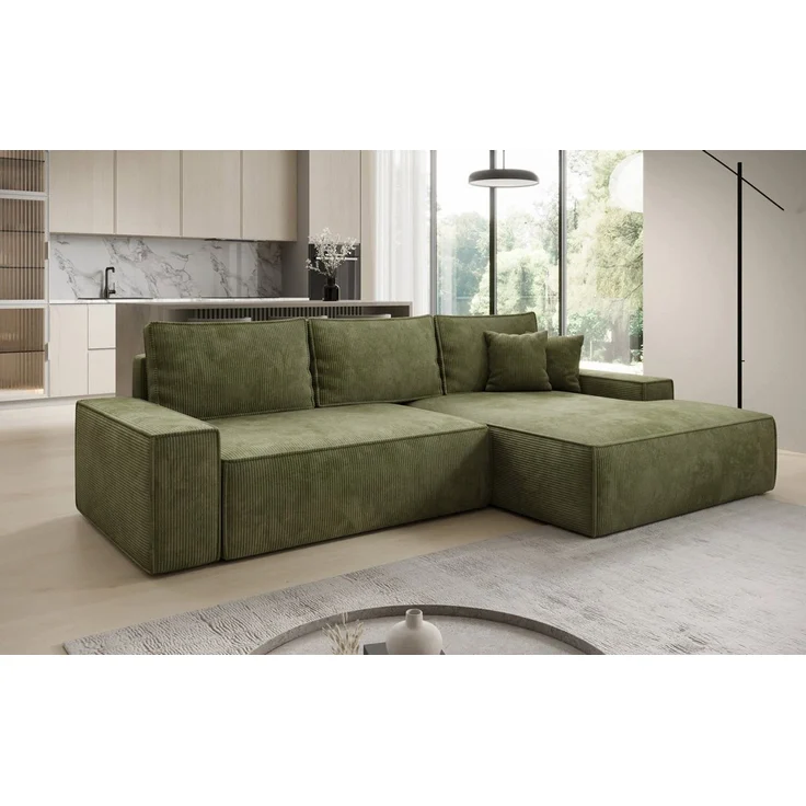 Luxusbetten24 Schlafsofa Designer Sofa Verona mit breiter Ottomane, mit Schlaffunktion und Stauraum – Bild 2