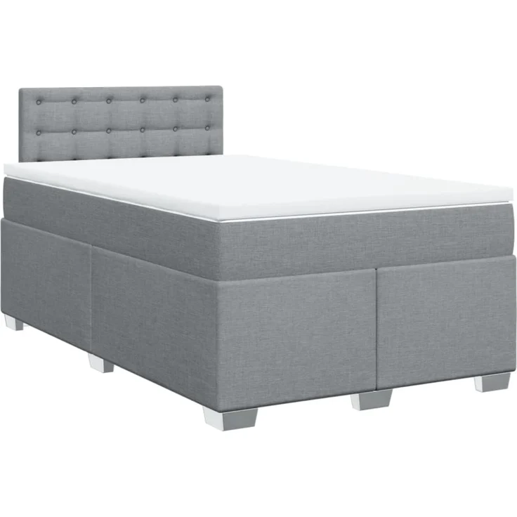 vidaXL Boxspringbett mit Matratze Hellgrau 120x200 cm Stoff 3288169 – Bild 3