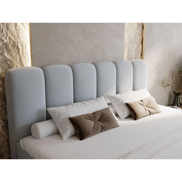GRAINGOLD Cloud Boxspringbett 140x200, Bett mit Bettkasten, Velour-Stoff, mit Kopfteil, Grau – Bild 5