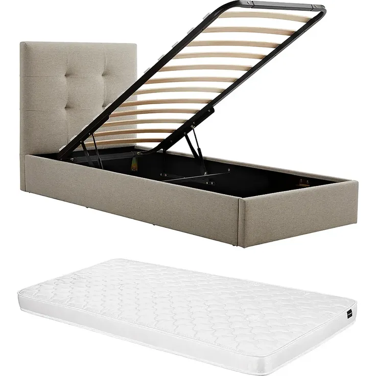 Vente-unique - CALINIDA Bett Stoff Schokoladenbraun - B 201 cm x H 101,5 cm x L 98 cm – Bild 7
