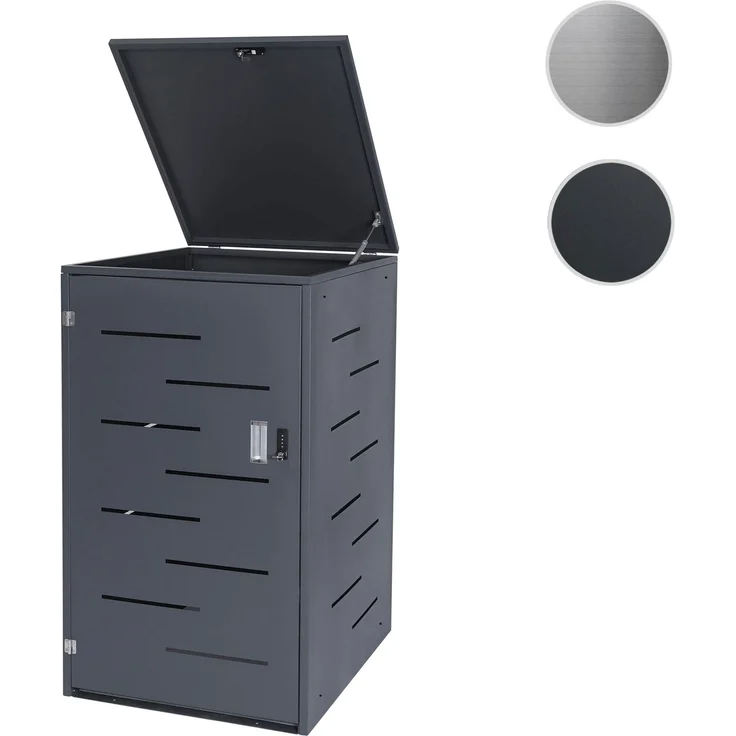 Mülltonnenverkleidung HWC-E83, Mülltonnenbox Mülltonnenabdeckung, erweiterbar 117x66x80cm ~ anthrazit, Stahl 33kg – Bild 9