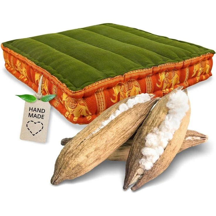 livasia Sitzkissen Bodensitzkissen (Deluxe) vegan und handgefertigt, 50x50x10cm, Kapok – Bild 1