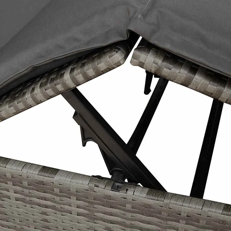 vidaXL Doppelte Sonnenliege Grau Poly-Rattan 3376129 – Bild 8