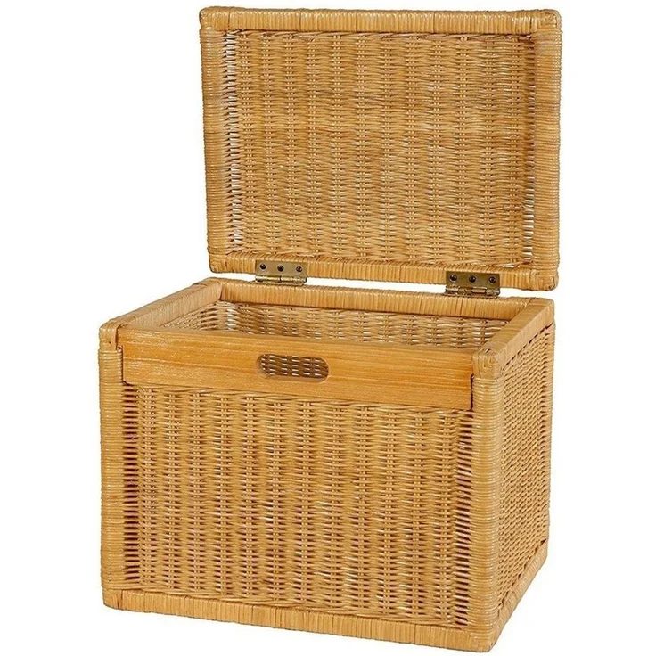 Krines Home Aufbewahrungskorb Hoher Korb mit Deckel Rattan geflochten Regalkorb Aufbewahrungsbox, Mit Inlett – Bild 2