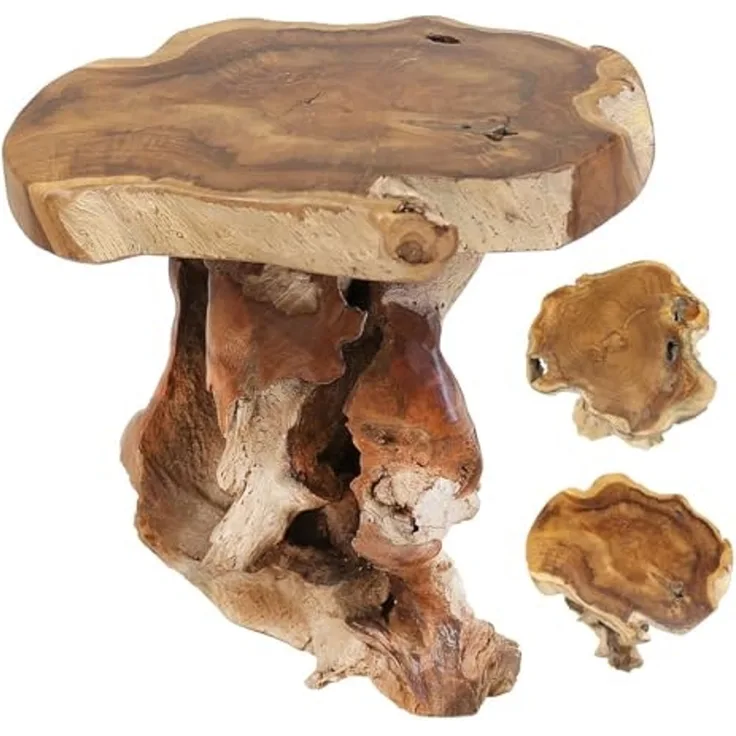 Oriental Galerie Blumenhocker Kleiner Wurzelhocker Teakholz Beistelltisch Unikat 32 cm (1 St)