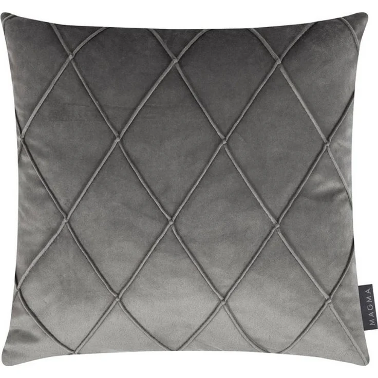 MAGMA Kissenhüllen NOBLESS samtig weich kuschelig einfarbig Rautenmuster - ca. 50 x 50 cm - 2er Set grau – Bild 4