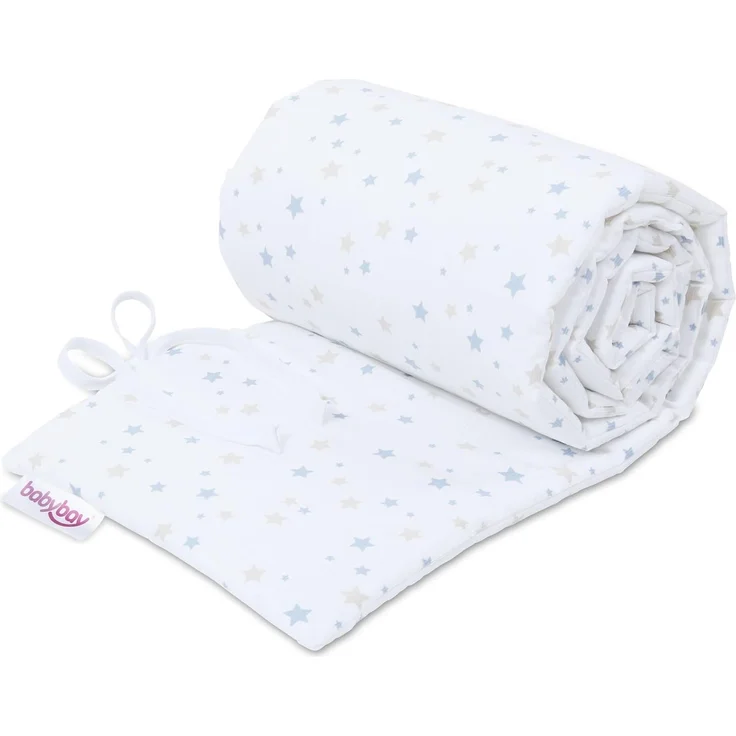 babybay Nestchen Piqué passend für Modell Boxspring XXL, weiß Sternemix sand/azurblau – Bild 1