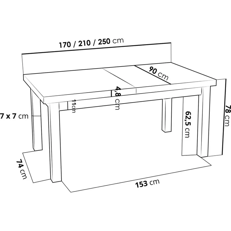 WFL GROUP Esstisch Gemini ausziehbar rechteckig modern mit schwarzen Holzbeinen (MADE IN EU, 5 Gr. – 120/140/160/170/200 cm ausziehbar auf 160/180/210/250/300 cm), platzsparender Tisch in Holzoptik für Küche, Esszimmer oder Wohnzimmer – Bild 2