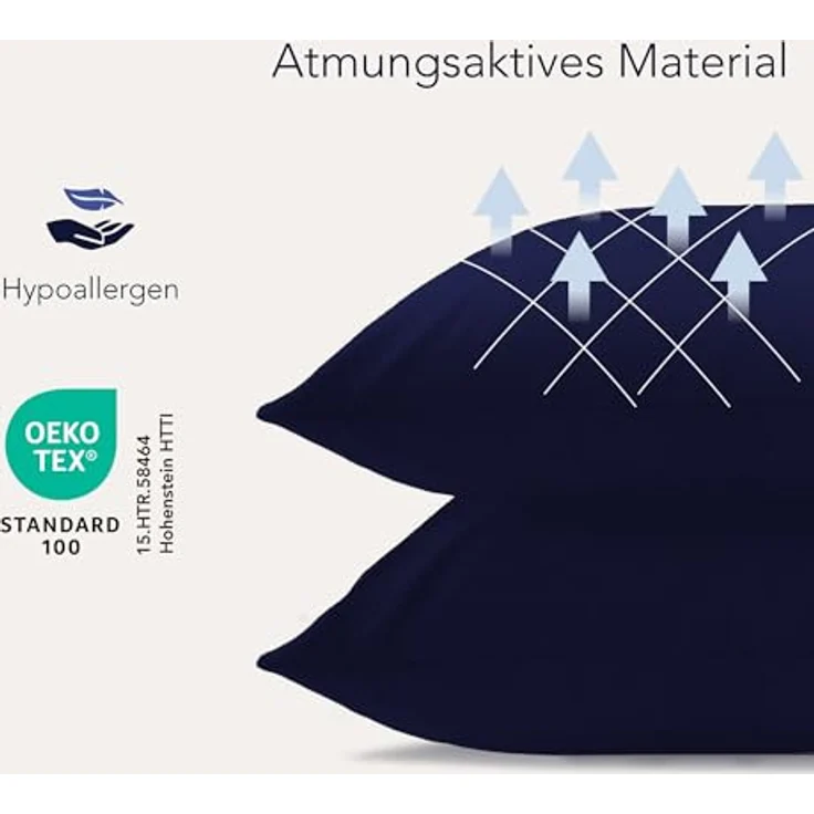 Dreamzie Kissenbezug 60x60 cm (2er Pack)- 100% Jersey Baumwolle 150 g/qm Kissenbezüge -Dunkelblau - Für Kissen 60x60 cm - Kissenhülle - Kissenbezug - Resistent und Hypoallergen – Bild 4