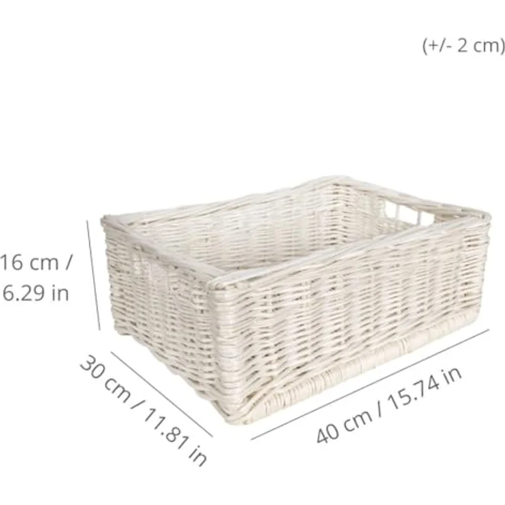 Creative Home Holzkiste Weidenkorb Aufbewahrungskorb, Handgeflochten, Haltbar (1 St), Korb Geflochten Naturkorb mit Griffen Aufbewahrung – Bild 5