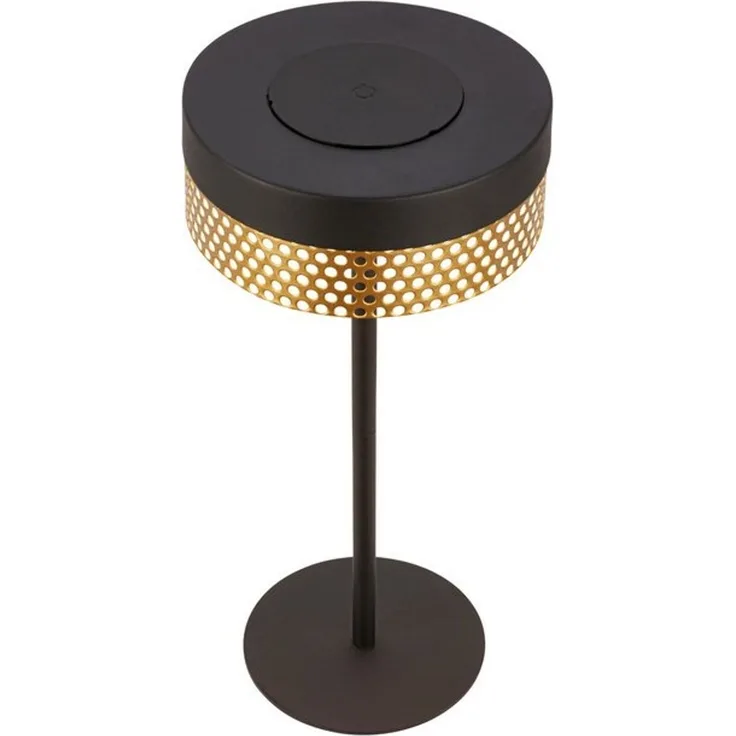 BRILONER - LED Tischlampe kabellos IP44 mit Touch, dimmbar, Akku tauschbar, Nachttischlampe, Leselampe, LED Lampe, Dekolampe, Tischleuchte, Akkulampe, Outdoor Lampe, 16x35 cm, Schwarz-Gold