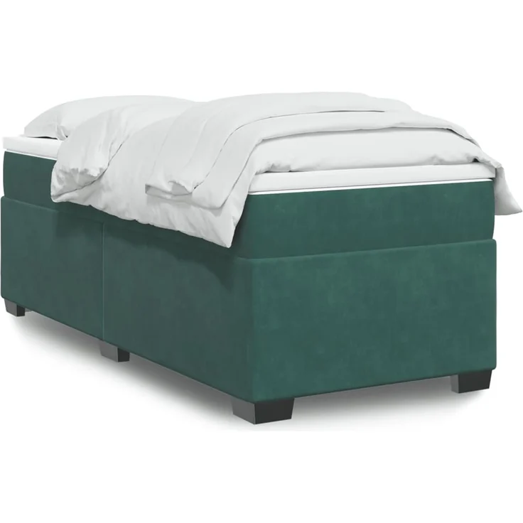 vidaXL Boxspringbett mit Matratze Dunkelgrün 90x190 cm Samt 3285254 – Bild 1
