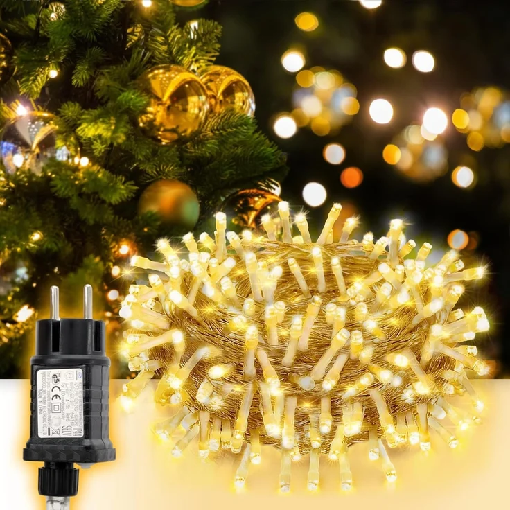 Salcar LED-Lichterkette 2m-100m LED Lichterkette Weihnachtsbaum 20-1660er LED Weihnachtsdeko, 5m 50 LED, 8 Modi und Memory-Funktion, Spritzwassergeschützt – Bild 1