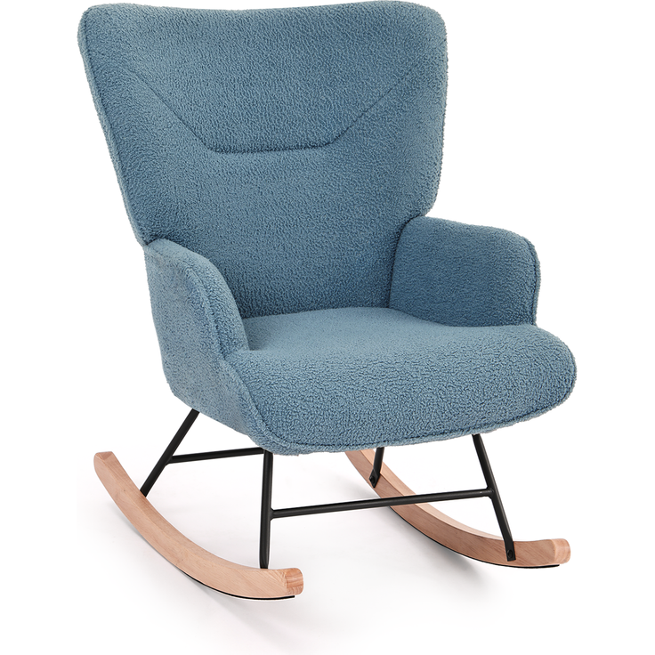 GOEURVANT 5006 Schaukelstuhl ohne Hocker (Relaxsessel, Ohrensessel) - Teddy-Stoff - Taubenblau – Bild 3