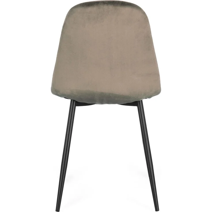 Esszimmerstuhl New Irelia aus Samt, modern gepolstert, Taupe, 4er-Set, schwarzes Metallgestell – Bild 4