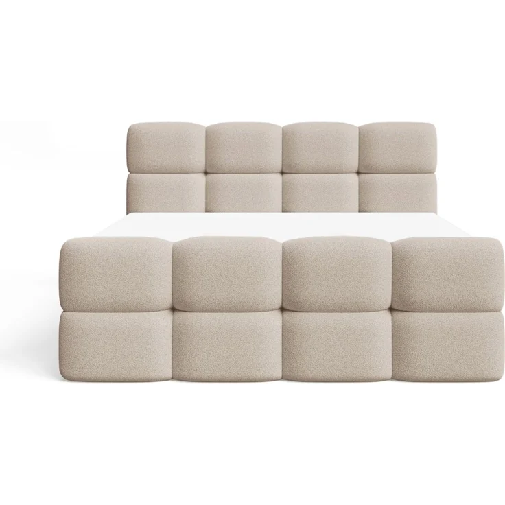 GRAINGOLD Rivon Doppelbett 180x200, Boxspringbett, zwei Bettkästen, mit Kopfteil, Modern Stil, Bouclé-Stoff, Beige – Bild 5