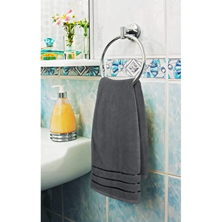 Utopia Towels 8-teiliges Luxus-Handtuch-Set, 2 Badetücher, 2 Handtücher und 4 Waschlappen, 600 g/m², 100% ringgesponnene Baumwolle, sehr saugfähige Viskose-Streifen-Handtücher, ideal für den – Bild 5